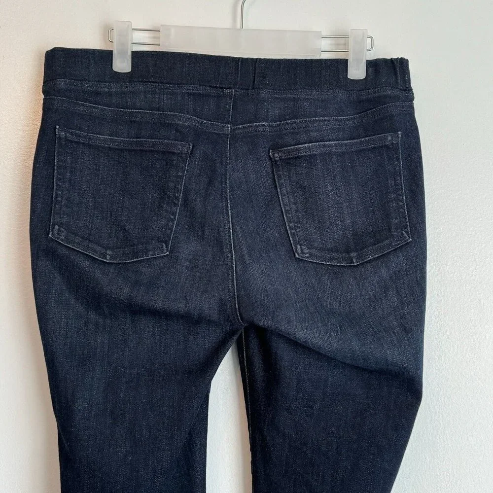 Eileen Fisher Pull On Pants Small Dark Blue Wash Organic Cotton Elastic Waist_7